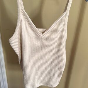 American Eagle Outfitters Cream Ribbed Camisole